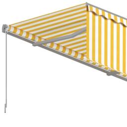 Berkfield Home Manual Retractable Awning with Blind 3.5x2.5m Yellow&White in Yellow - thumbnail 5