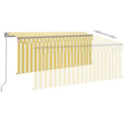 Berkfield Home Manual Retractable Awning with Blind 3.5x2.5m Yellow&White in Yellow - thumbnail 4