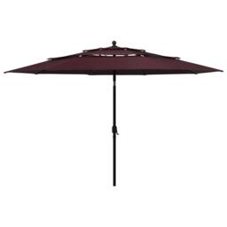 Berkfield Home 3-Tier Parasol with Aluminium Pole Bordeaux Red 3.5 m - thumbnail 1