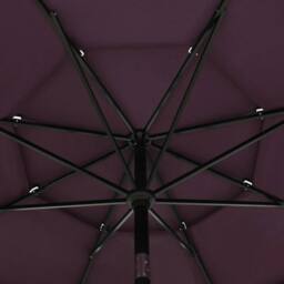 Berkfield Home 3-Tier Parasol with Aluminium Pole Bordeaux Red 3.5 m - thumbnail 5