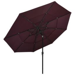 Berkfield Home 3-Tier Parasol with Aluminium Pole Bordeaux Red 3.5 m - thumbnail 2