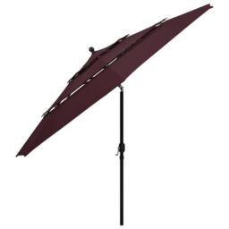 Berkfield Home 3-Tier Parasol with Aluminium Pole Bordeaux Red 3.5 m - thumbnail 3