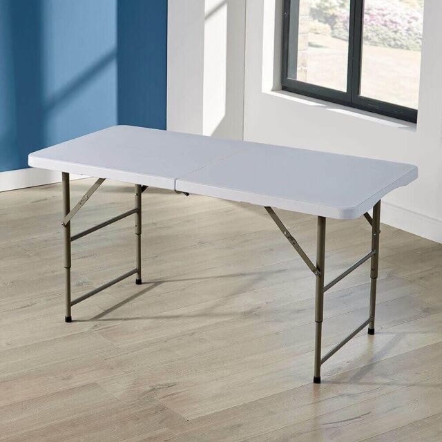 Home Source 4ft Folding Table Trestle Camping Party Picnic BBQ Stall Garden Indoor in White - image 1