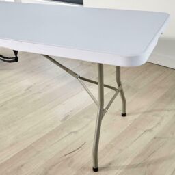 Home Source 4ft Folding Table Trestle Camping Party Picnic BBQ Stall Garden Indoor in White - thumbnail 3