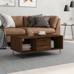 Berkfield Home Coffee Table Brown Oak 90x50x36.5 cm Engineered Wood - thumbnail 1
