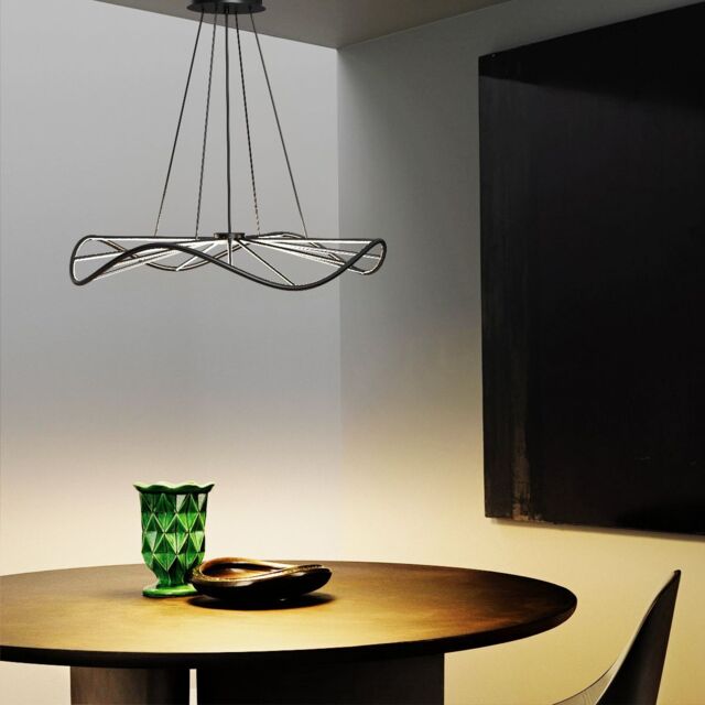 CGC Lighting Paraplu 1 Wave 60cm Matt Black LED Ceiling Pendant Light Chandelier - image 1