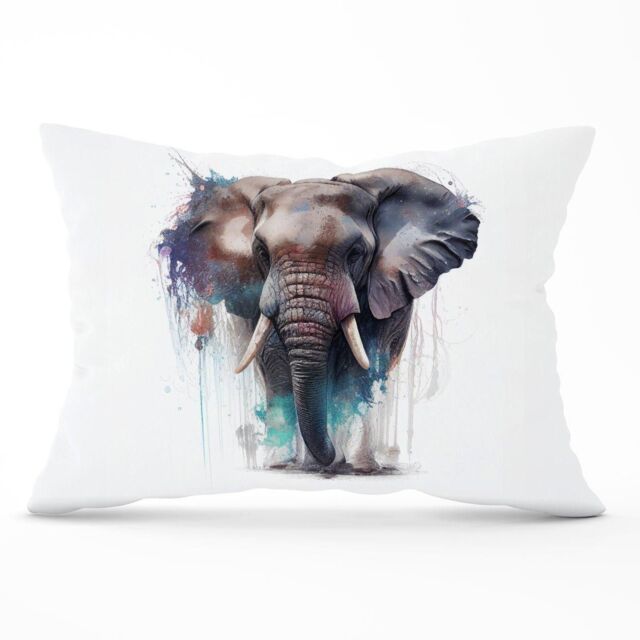 Warren Reed - Designer Elephant Splashart Cushions in Yellow - Size: 60 cm x 60 cm - image 1