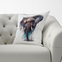 Warren Reed - Designer Elephant Splashart Cushions in Yellow - Size: 60 cm x 60 cm - thumbnail 3