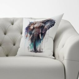 Warren Reed - Designer Elephant Splashart Cushions in Yellow - Size: 60 cm x 60 cm - thumbnail 2