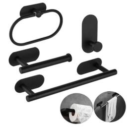 VOGREX Black Stainless Steel Wall Mounted Bathroom Hardware Set - thumbnail 1
