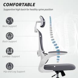 EONLION Charcoal Grey Ergonomic Mesh Office Chair - Size: 100 cm - thumbnail 3