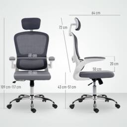 EONLION Charcoal Grey Ergonomic Mesh Office Chair - Size: 100 cm - thumbnail 2