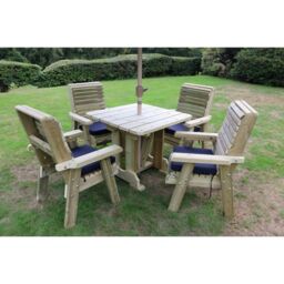 Churnet Valley Garden Furniture Ltd Ergo 4 Chair Dining Set - Min. Assembly Required - Set of Cushions Inc in Brown - thumbnail 2