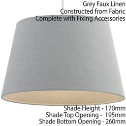"Loops 10"" Inch Round Tapered Drum Lamp Shade Grey Linen Fabric Cover Simple Elegant" - thumbnail 2