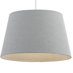 "Loops 10"" Inch Round Tapered Drum Lamp Shade Grey Linen Fabric Cover Simple Elegant" - thumbnail 1