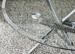 FurnitureboxUK Novara Round Glass Coffee Table with Angled Starburst Metal Legs for Modern Glam Minimalist Living Room in Silver - thumbnail 4