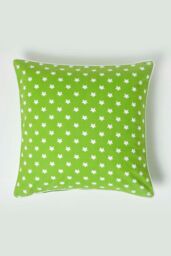 Homescapes Cotton Stars Cushion Cover in Green - Size: 30 cm x 50 cm