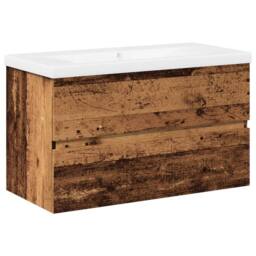 Berkfield Home Sink Cabinet with Built-in Basin Old Wood 81x39.5x49 cm in Brown - thumbnail 2