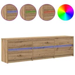 Berkfield Home TV Cabinet Brown 181 x 34 x 50 cm Particle board & LED lights - thumbnail 4