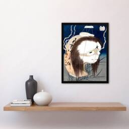 Artery8 Katsushika Hokusai Framed Wall Art Print The Lantern Ghost Iwa in Blue - Size: A4 - thumbnail 2