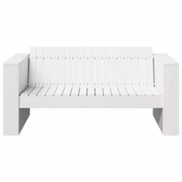 Berkfield Home Garden Sofa 2-Seater 134x60x62 cm White Solid Wood Pine - Size: 134 x 60 x 62 cm - thumbnail 4