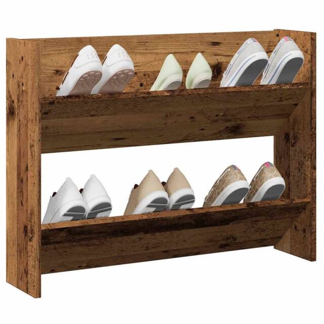Berkfield Home Wall Shoe Cabinet Old Wood 80x18x60 cm Engineered Wood in Brown - Size: 80 x 18 x 60 cm - image 1