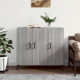 Berkfield Home Sideboard Grey Sonoma 90x34x80 cm Engineered Wood - Size: 90 x 34 x 80 cm - thumbnail 2