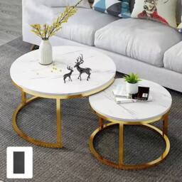 Hinsinc Coffee Tables Set of 2 Round Stacking Sofa Side Tables for Living Room in White