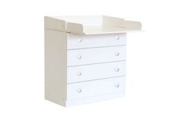 KUDL HOME Baby 4 Drawer Unit 1580 With Changing Board & Storage - White