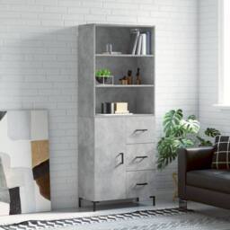 Berkfield Home Highboard Concrete Grey 69.5x34x180 cm Engineered Wood - thumbnail 2