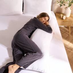 OHS Microfibre Bolster Pillow Soft Back Body Support Bed Cushion in White - thumbnail 1