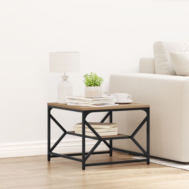 Berkfield Home Coffee Table with Shelf, Artisan Oak, 51x50x40 cm, Made from Engineered Wood in Brown - Size: 51 x 50 x 40 cm - image 1