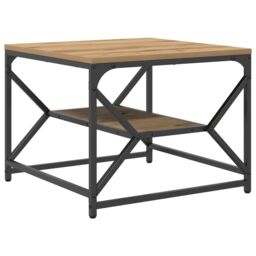 Berkfield Home Coffee Table with Shelf, Artisan Oak, 51x50x40 cm, Made from Engineered Wood in Brown - Size: 51 x 50 x 40 cm - thumbnail 5