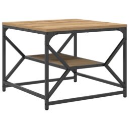 Berkfield Home Coffee Table with Shelf, Artisan Oak, 51x50x40 cm, Made from Engineered Wood in Brown - Size: 51 x 50 x 40 cm - thumbnail 2