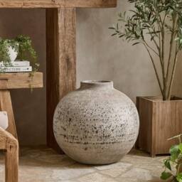 Wyld Haus Sunvale Large Weathered Stoneware Vase in Stone