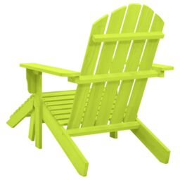 Berkfield Home Garden Adirondack Chair with Ottoman Solid Fir Wood Green - thumbnail 4
