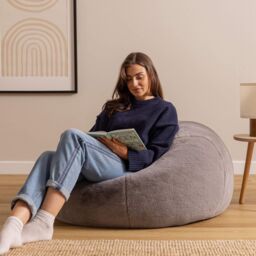 icon Cuddle Cushion & Kingston Rabbit Faux Fur Classic Bean Bag in Grey - thumbnail 2