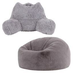 icon Cuddle Cushion & Kingston Rabbit Faux Fur Classic Bean Bag in Grey - thumbnail 1
