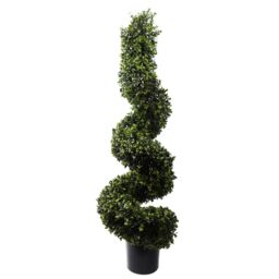 Leaf 120cm Spiral Boxwood Artificial Tree UV Resistant Outdoor in Green - thumbnail 1