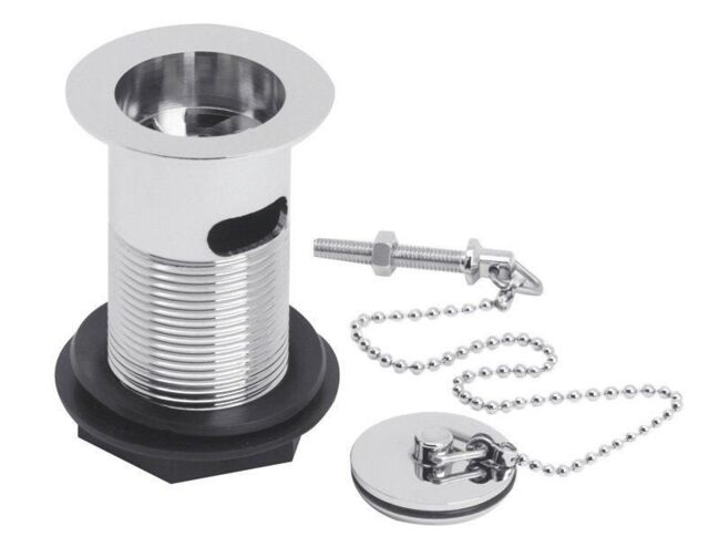 Balterley Basin Waste with Brass Plug & Ball Chain, 60mm x 88mm - Chrome in Silver - image 1