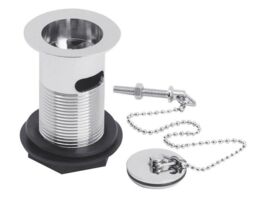 Balterley Basin Waste with Brass Plug & Ball Chain, 60mm x 88mm - Chrome in Silver