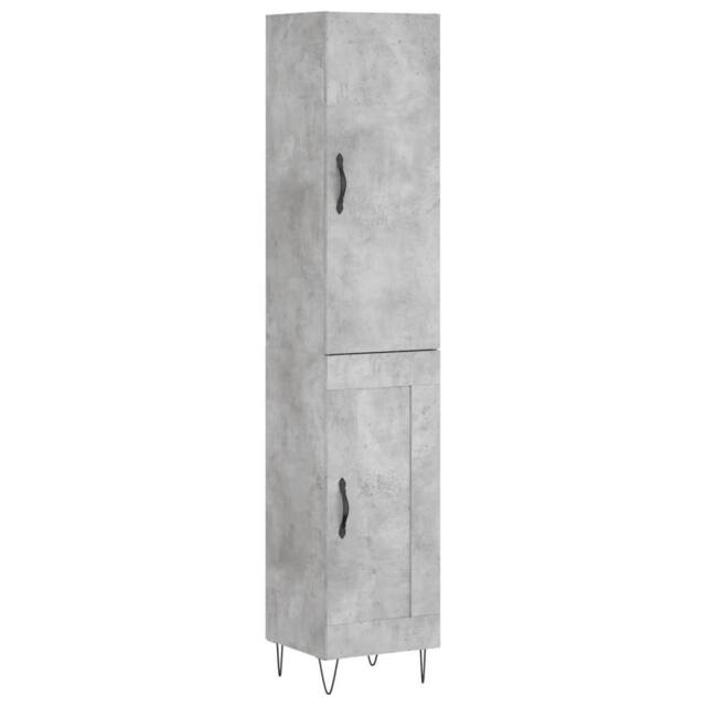 Berkfield Home Highboard Concrete Grey 34.5x34x180 cm Engineered Wood - image 1