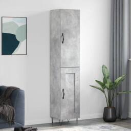 Berkfield Home Highboard Concrete Grey 34.5x34x180 cm Engineered Wood - thumbnail 2