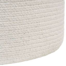 Wyld and Coco Round Pouffe White Jute 46 cm - Bead-Filled Footstool - thumbnail 4
