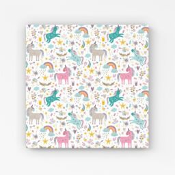 "Warren Reed - Designer Unicorn & Rainbows Canvas in Blue - Size: W16"" x H16""" - thumbnail 1