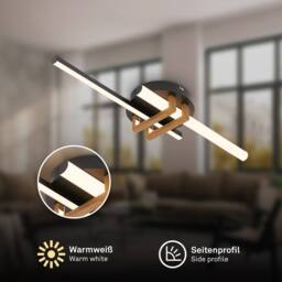 BRILONER LED Ceiling Light Flush Lamp Warm White Bedroom 18W, 2000lm Black Wood - thumbnail 2
