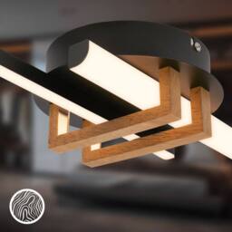 BRILONER LED Ceiling Light Flush Lamp Warm White Bedroom 18W, 2000lm Black Wood - thumbnail 3