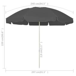 Berkfield Home Beach Umbrella Anthracite 240 cm in Dark Grey - thumbnail 6