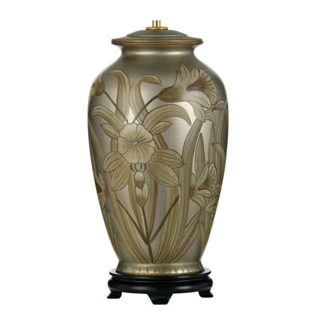 Loops Table Lamp Hand Painted Ceramic Vase Base Silver LED E27 60w Bulb in Metallics