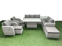 Fimous PE Rattan Garden Furniture Set Reclining Chair Sofa Double Love Seat 2 Seater Sofa Lounge Set Adjustable Lifting Dining or Coffee Table 3 - thumbnail 2